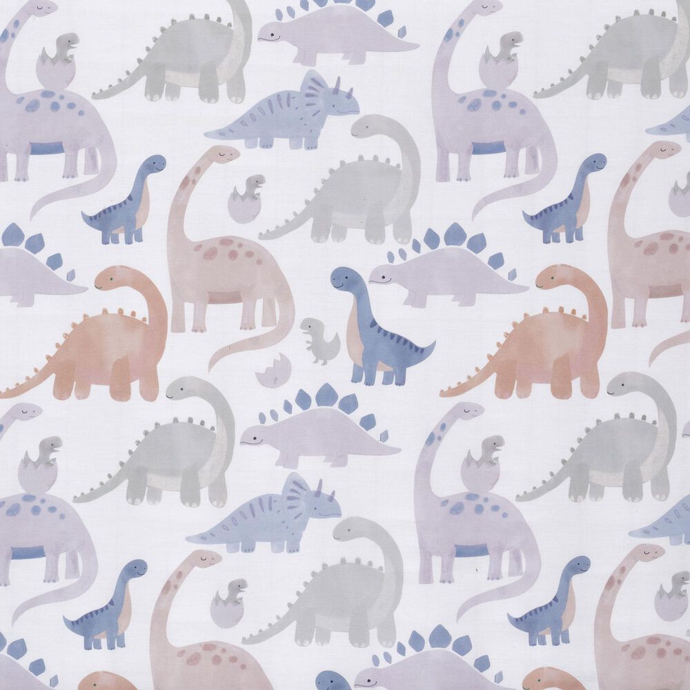 Lambs &amp; Ivy Dino-Might Fitted Crib Sheet in White, Gray and Blue, , large