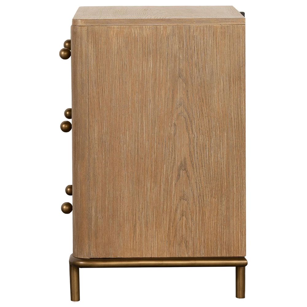 Pacific Landing Arini 3-Drawer Nightstand in Sand Wash and Aged Brass, , large