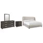 Bernhardt Geneve 4 Piece King Upholstered Wingback Bedroom Set in Robor, , large