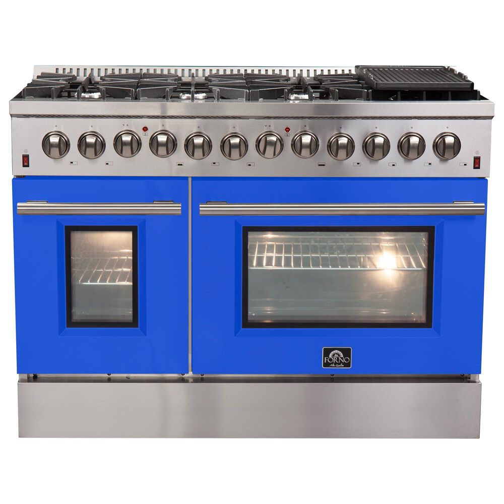 Forno Galiano 48" Freestanding Dual Fuel Range in Blue and Stainless Steel, , large