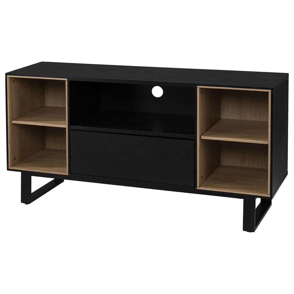 Southern Enterprises Kinsham Storage Media Console in Black and Natural, , large