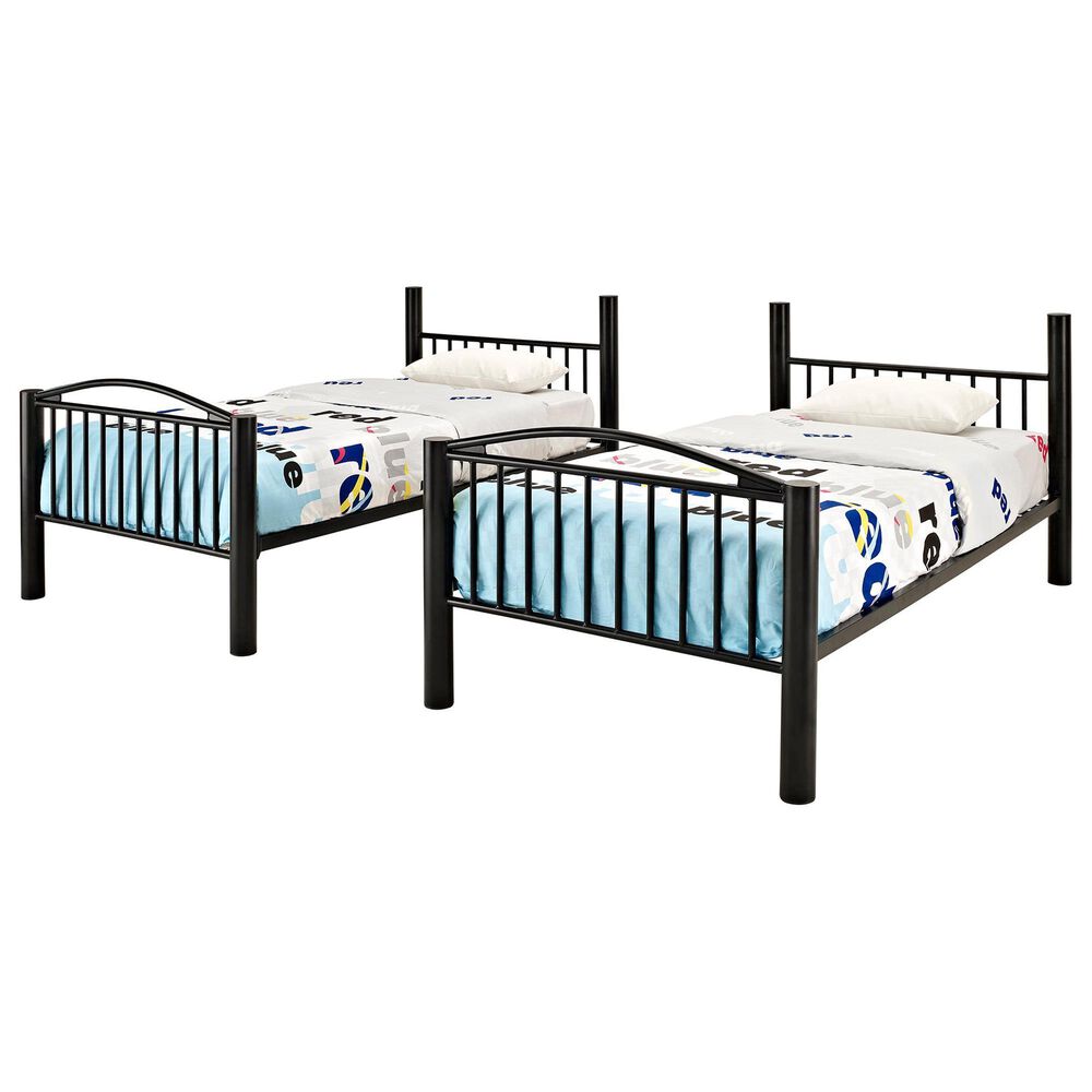 Linon Home Decor Heavy Twin Over Twin Bunk Bed in Black, , large
