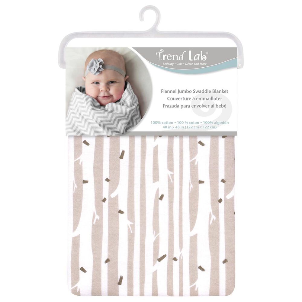 Trend Labs Birch Jumbo Deluxe Flannel Swaddle Blanket in Tan, , large