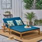 Hearth and Haven Perla Outdoor Double Chaise Lounge with Cushion in Teak, , large
