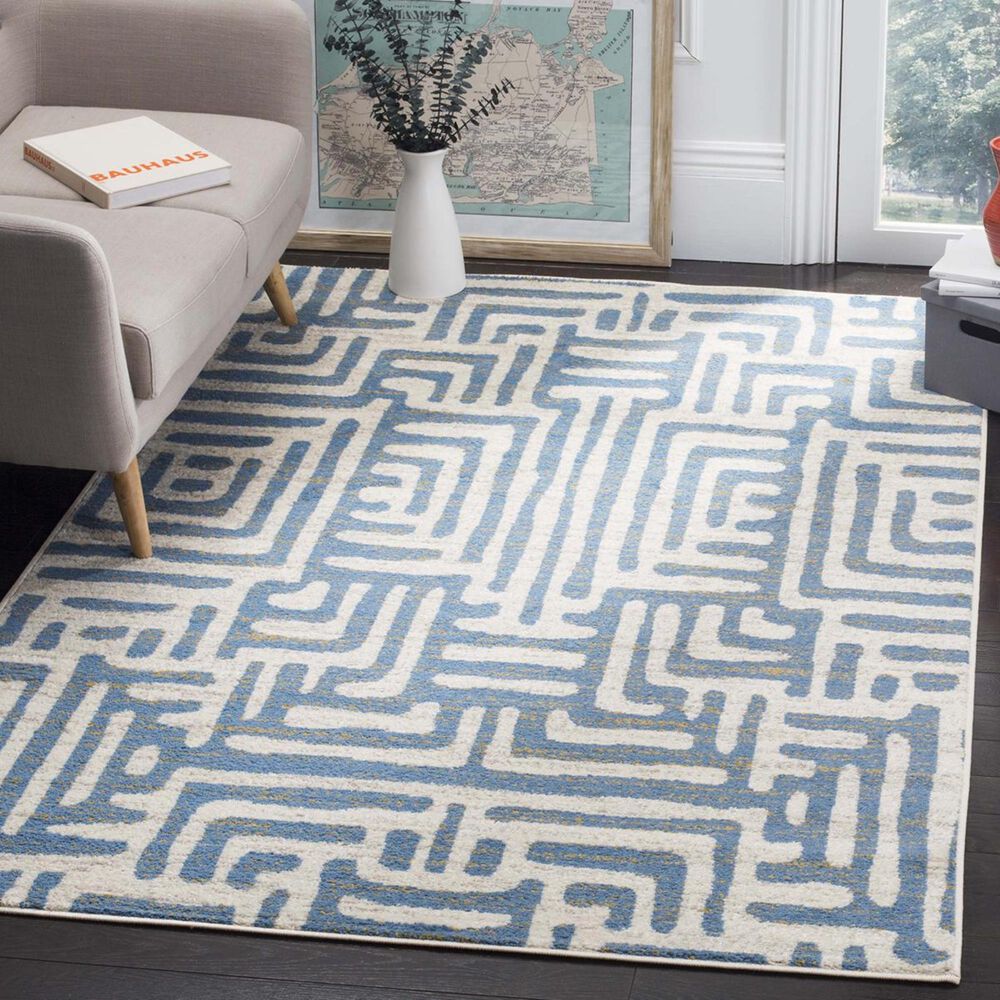 Safavieh Amsterdam AMS106C-4 4" x 6" Ivory/Light Blue Area Rug, , large
