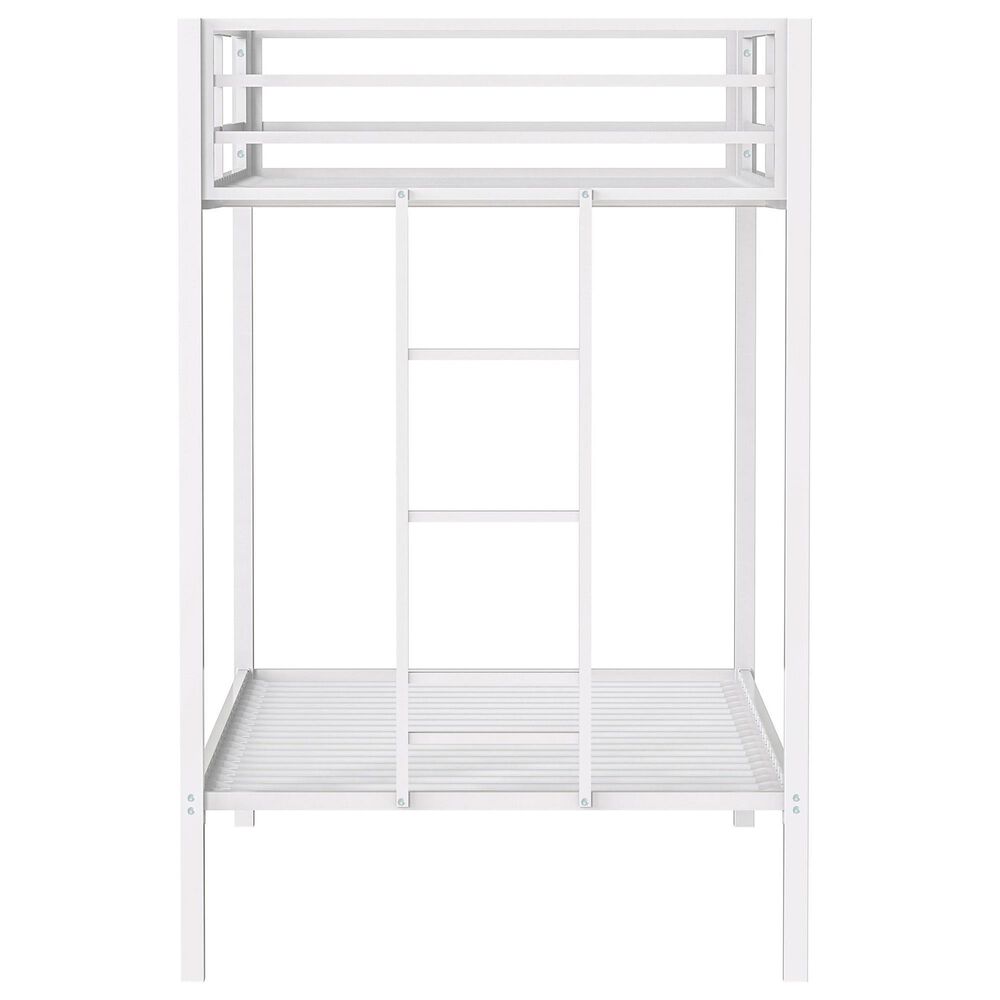 Pacific Landing Alevera Twin Over Twin Bunk Bed with Ladder in Matte White, , large