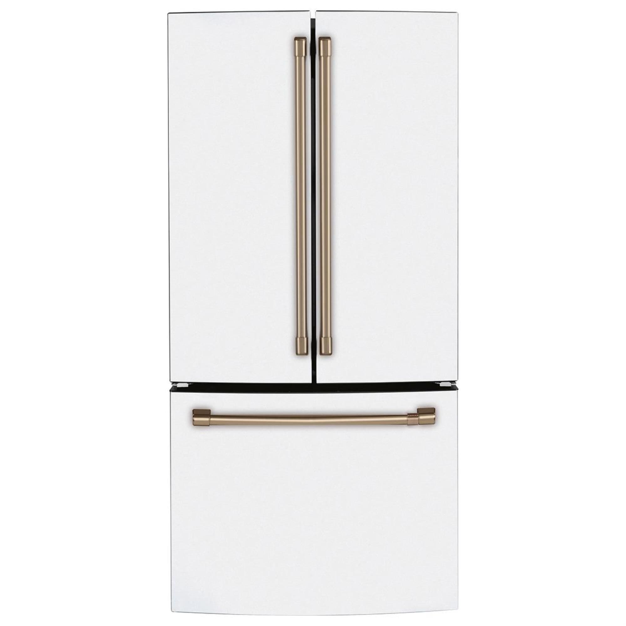 GE Cafe 19 Cu. Ft. 3-Door French Door Refrigerator in Matte White