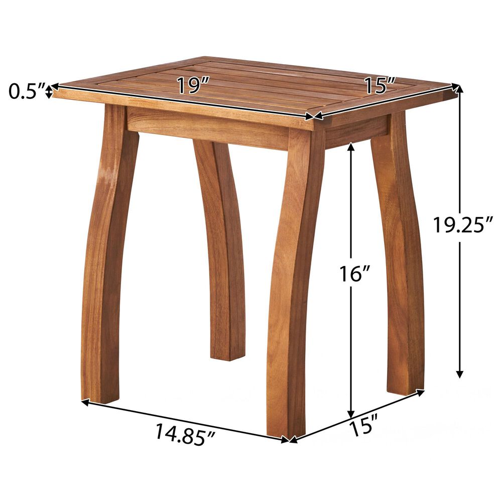 Hearth and Haven Selma Patio End Table in Teak, , large