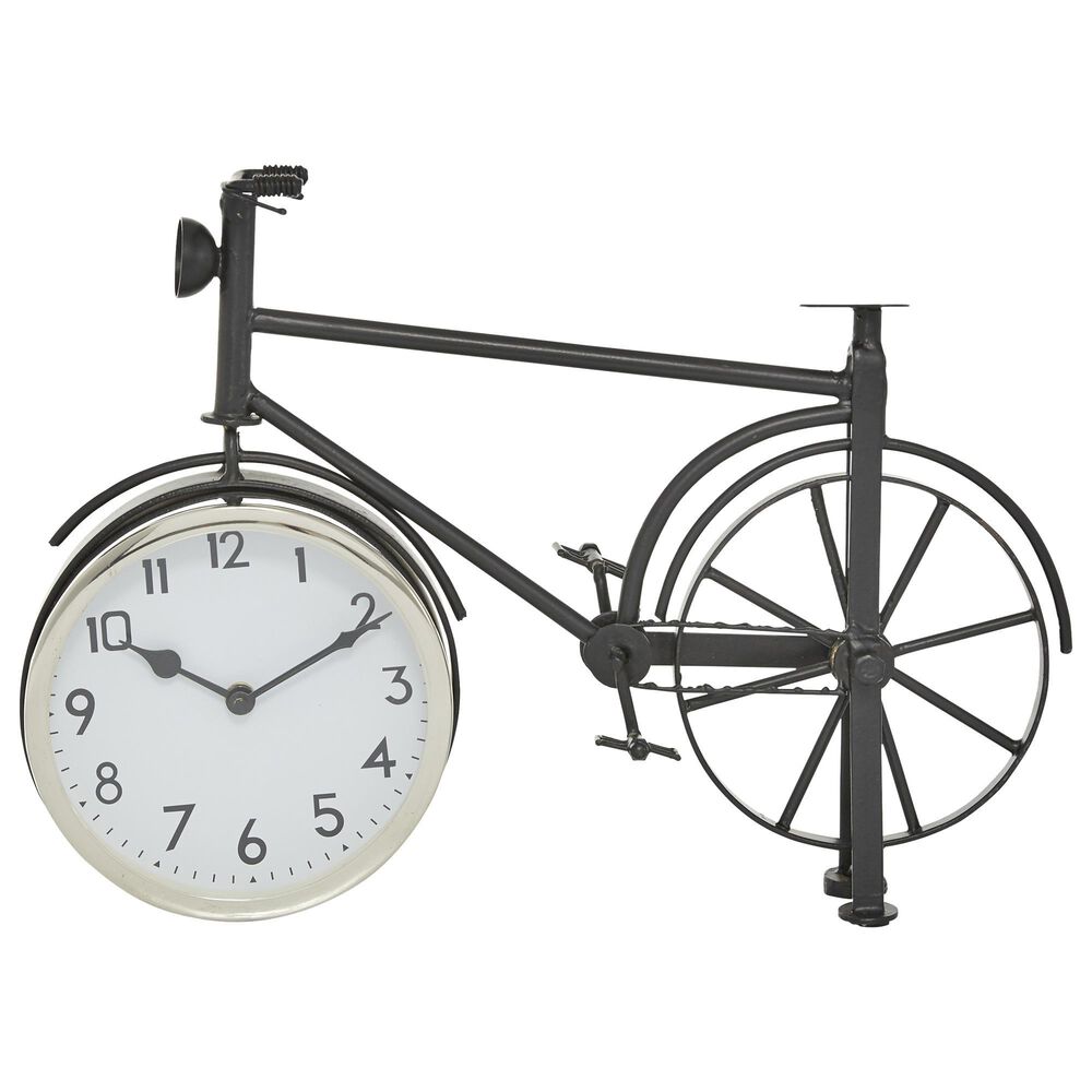 Maple and Jade 11" Vintage Metal Clock in Black, , large
