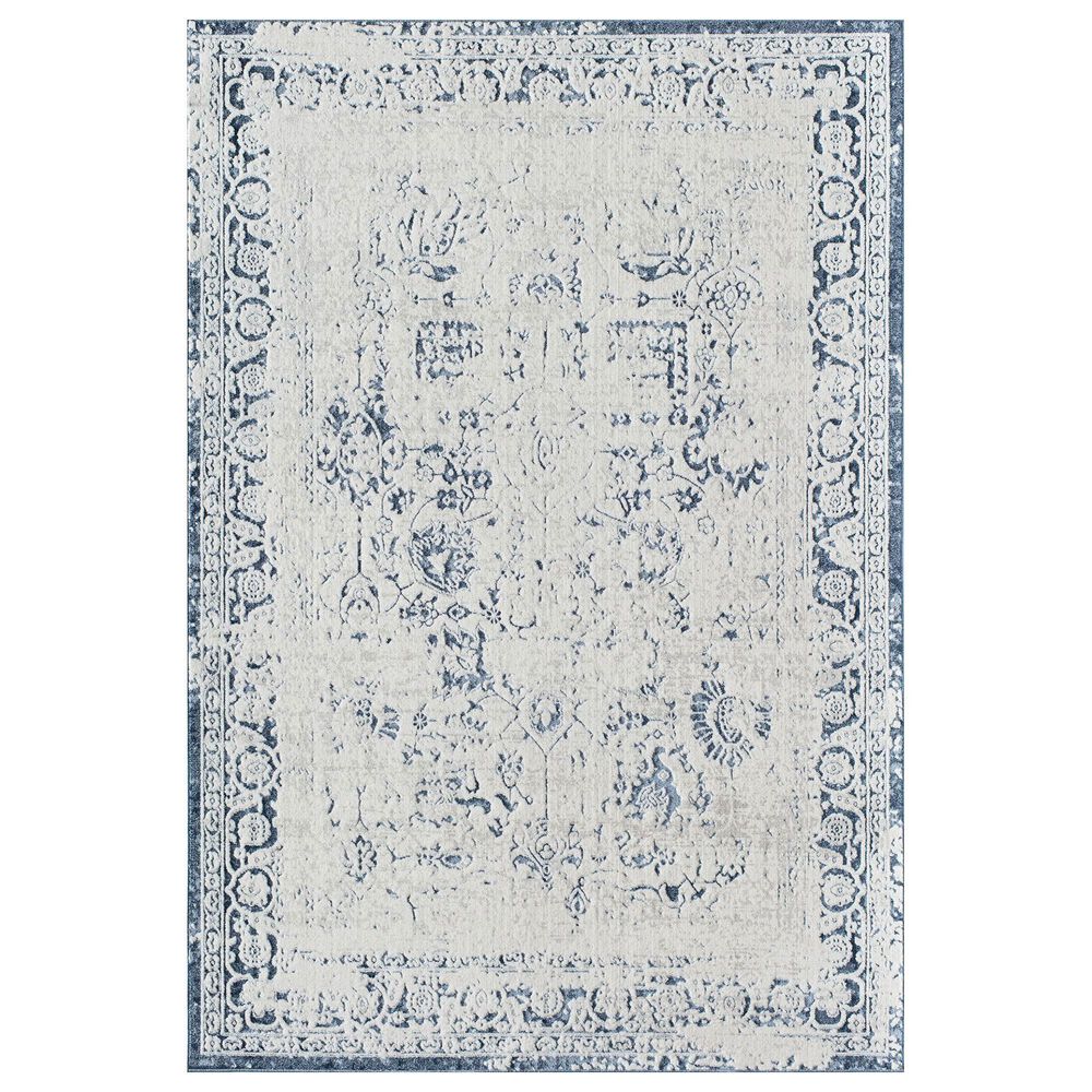 Rugs America Prescott Ultramarina 2"6" x 8" White and Blue Runner, , large
