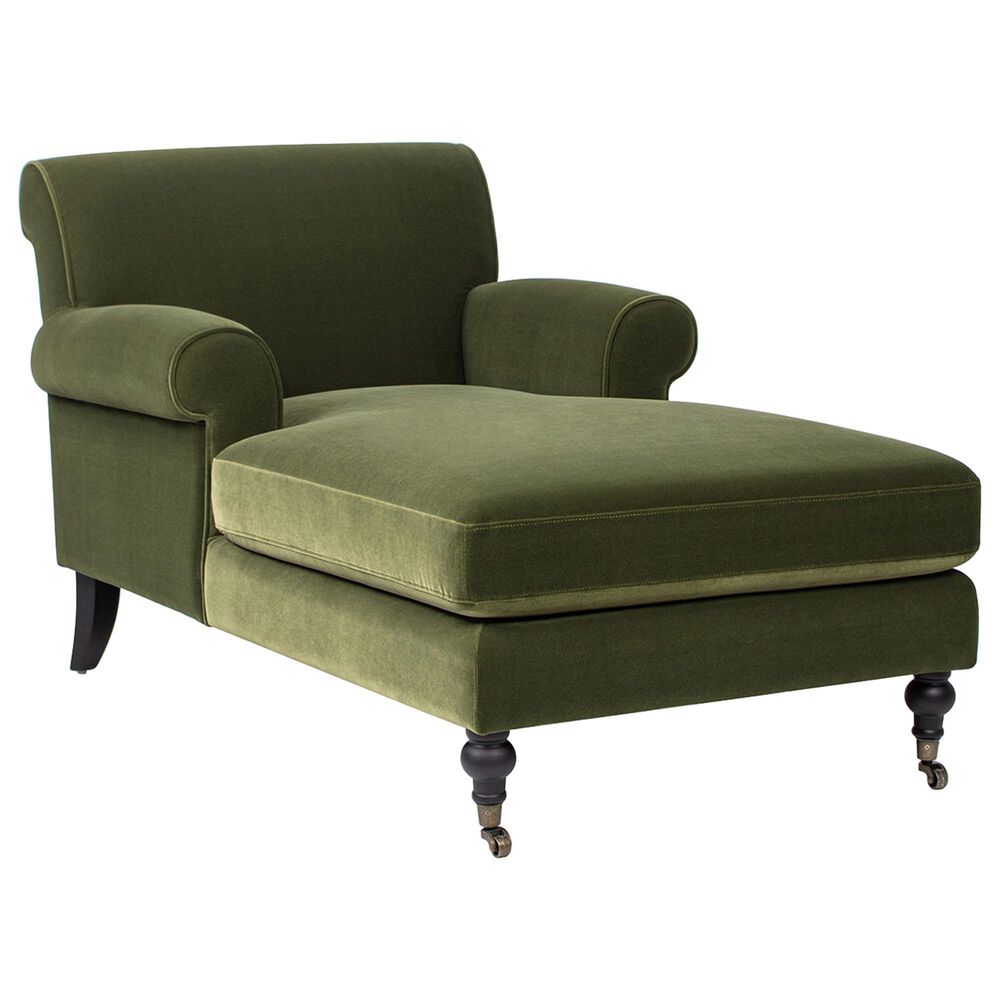 Jennifer Taylor Home Alana Chaise Lounge Chair in Olive Green Velvet, , large