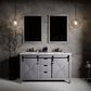 Lexora Home Marsyas 60" Double Bathroom Vanity in Dark Grey with White Carrara Marble Top and Rectangular Sinks, , large