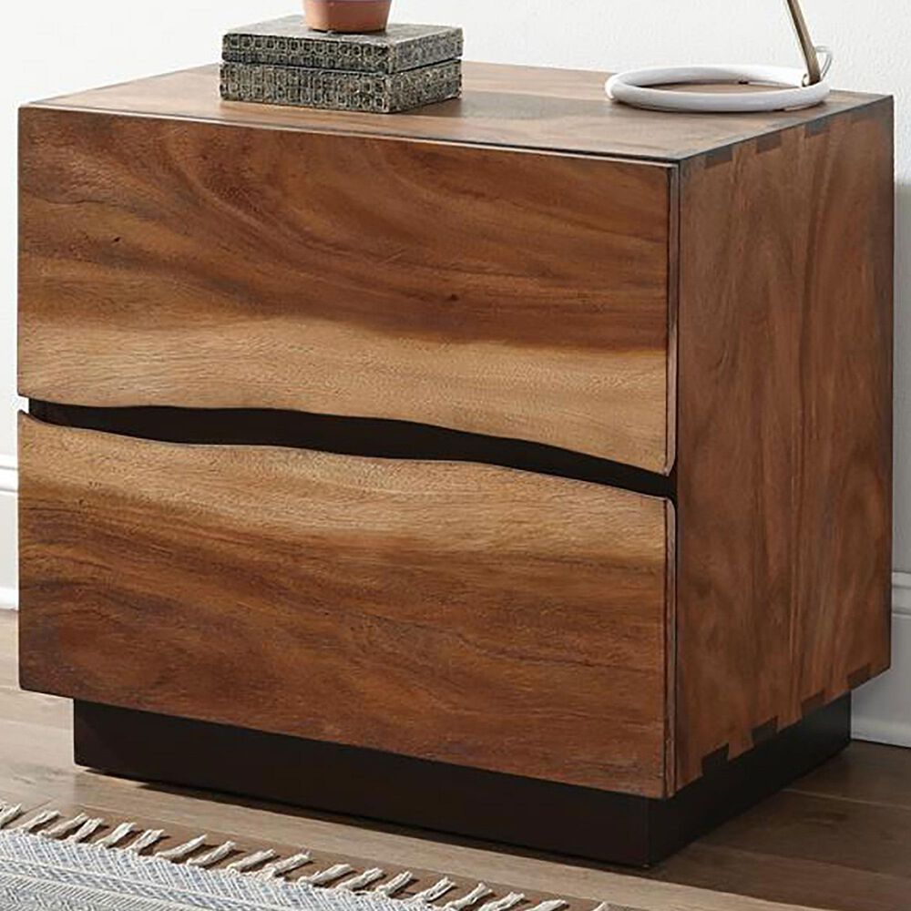 Hearth and Haven 2-Drawer Nightstand in Smokey Walnut and Coffee Bean, , large