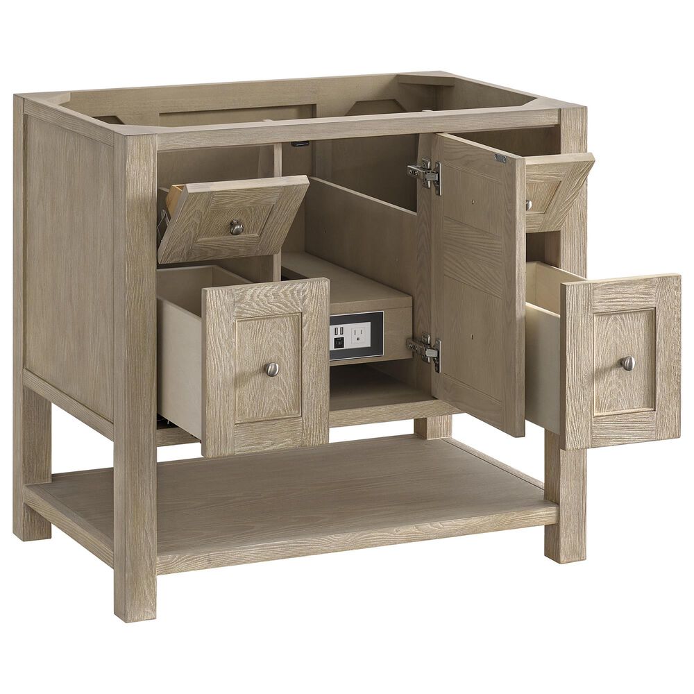 James Martin Vanities Breckenridge 36&quot; Single Vanity in Whitewashed Oak with 3 cm Ethereal Noctis Quartz Top, , large