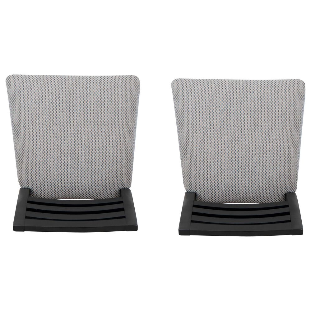 Linon Home Decor Flynn Side Chair with Blue and Beige Fabric Cushion in Black (Set of 2), , large