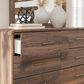 Ashley Fortlorn 6-Drawer Dresser and Mirror in Walnut Brown, , large