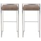 LumiSource Fuji 30" Stacker Bar Stool with Brown Cowboy Upholstery in Stainless Steel (Set of 2), , large