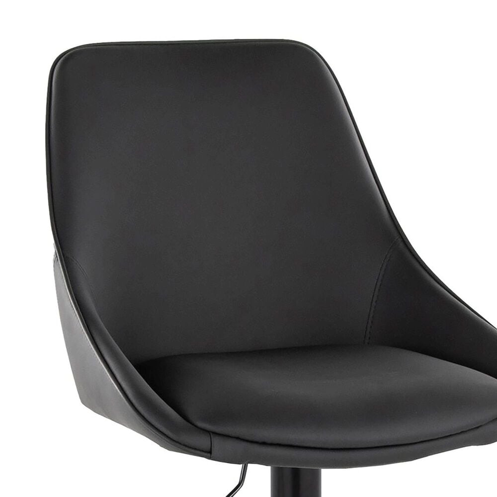 LumiSource Diana Adjustable Barstool with Black Faux Leather Upholstery in Black (Set of 2), , large
