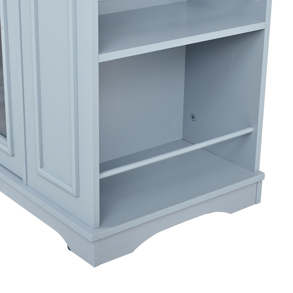 HOMLUX 54" Mobile Kitchen Island with Glass Door Storage in Grey and Blue, , large
