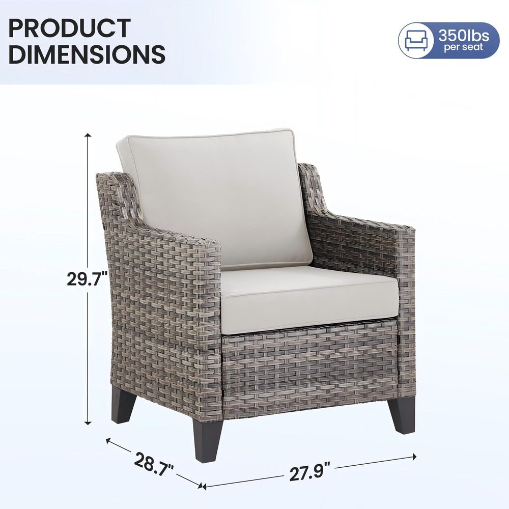 Sunwell Garden Patio Stationary Chair with Gray Frame in Beige (Set of 2), , large