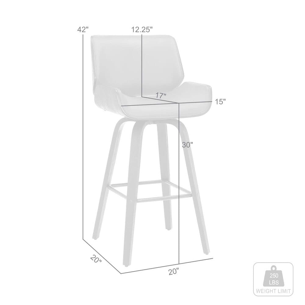 Blue River Tyler 26&quot; Counter Height Swivel Cream Faux Leather and Walnut Wood Bar Stool, , large