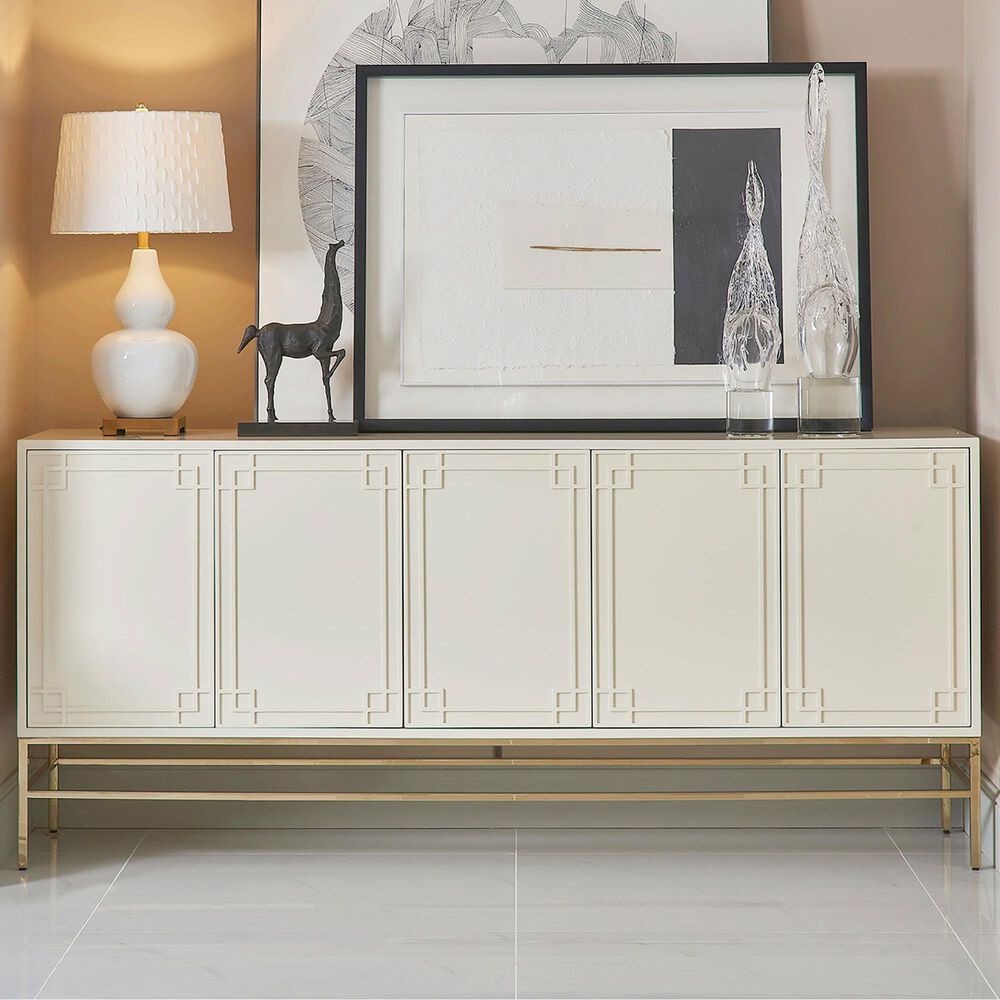 Jennifer Taylor Home Gemini Sideboard in White Lacquer and Gold, , large