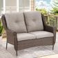 Sunwell Garden 2-Seater Patio Loveseat with Floral Armrests in Beige, , large