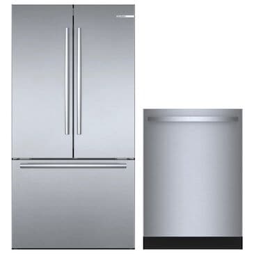 Bosch 2-Piece Kitchen Package with 20.8 Cu. Ft. 3-Door French Door Refrigerator and Bar Handle Dishwasher in Stainless Steel, , large