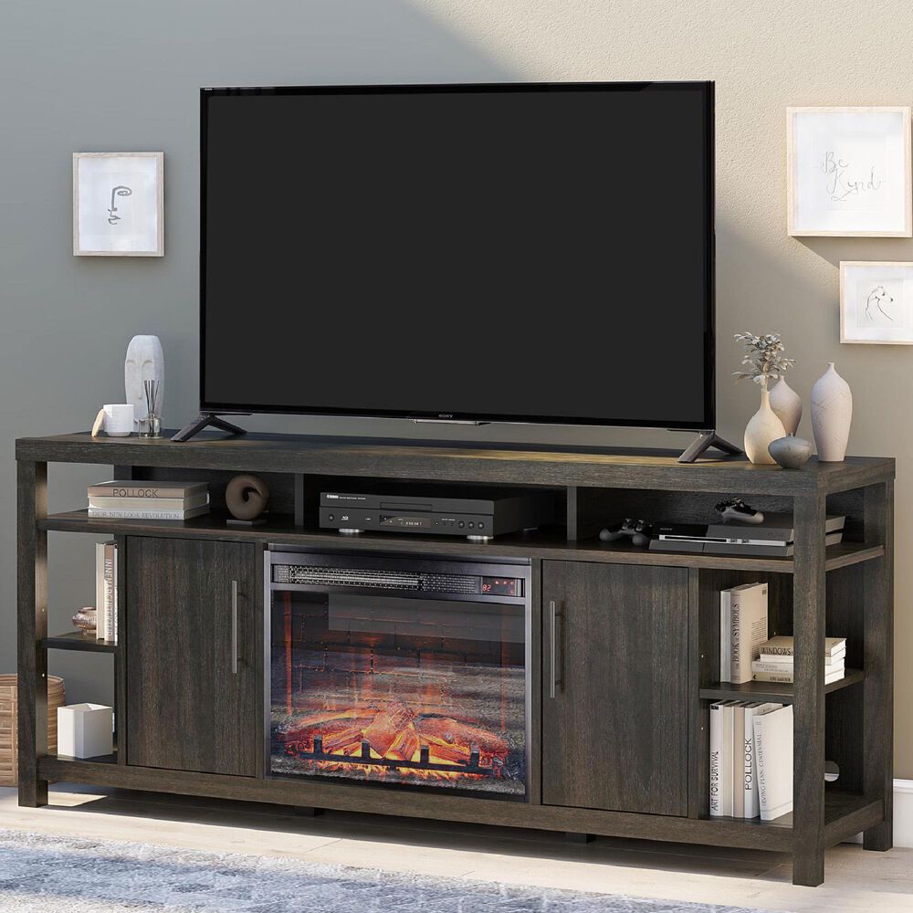 DHP Gaffney 68 TV Stand with Electric Fireplace in Espresso | NFM