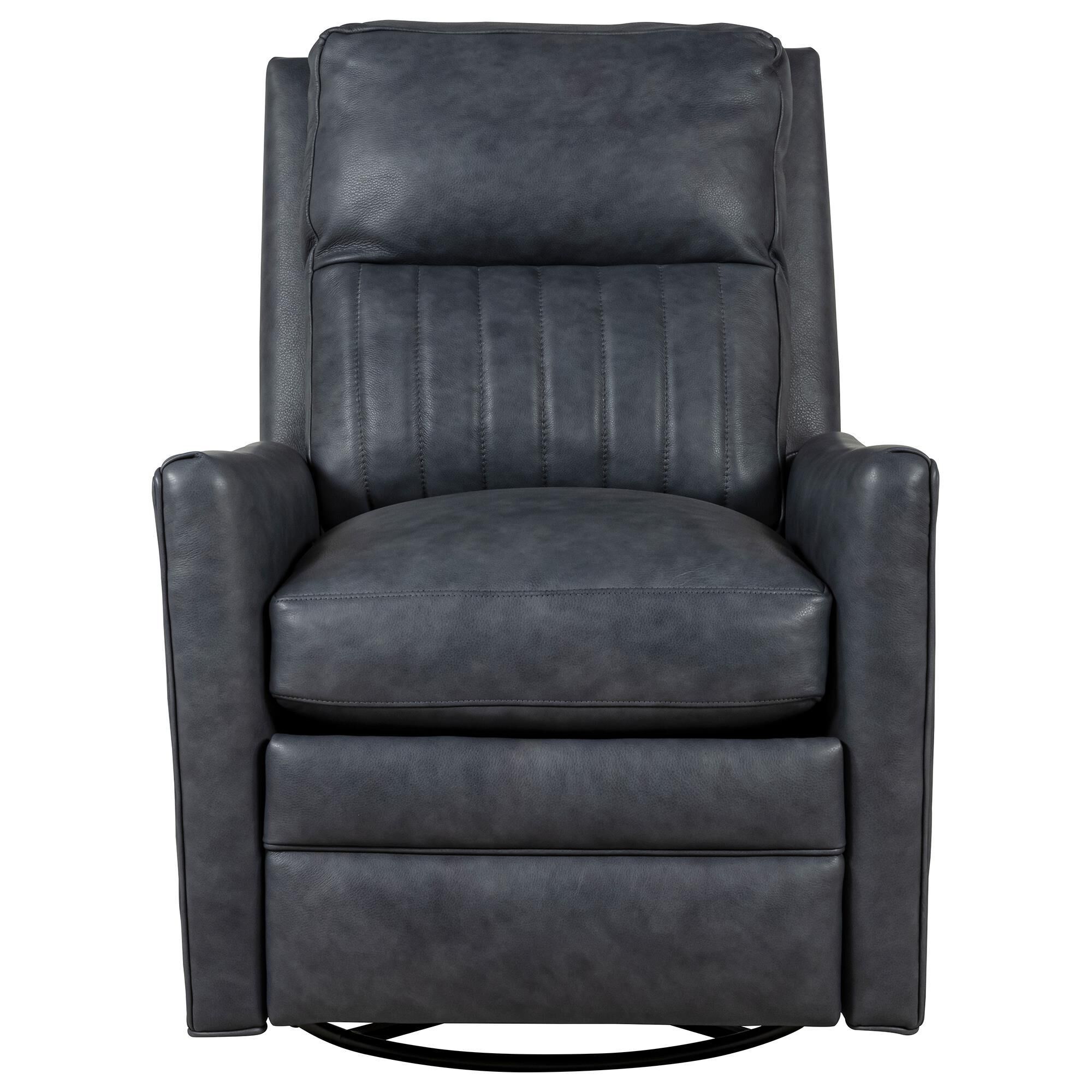 Bradington Young Leather Swivel Glider Manual Recliner in Blue NFM