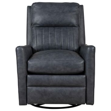 Bradington-Young Leather Swivel Glider Manual Recliner in Blue, , large