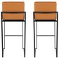 Lumisource Fuji High Back Barstool with Camel Faux Leather in Black (Set of 2), , large