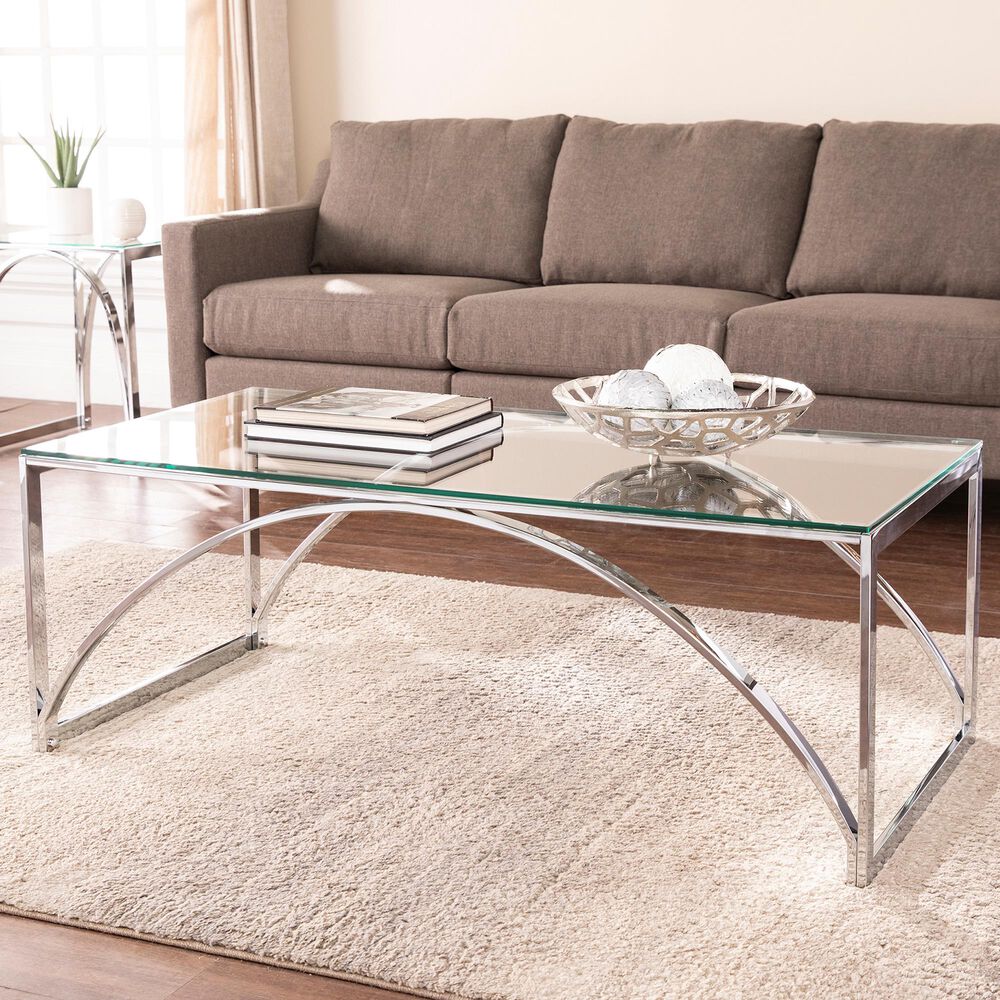 Southern Enterprises Stevenly Coffee Table in Chrome, , large