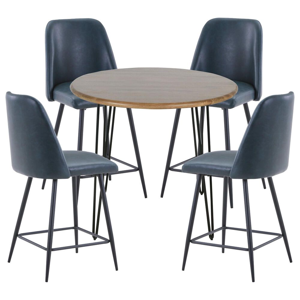 Waltham Brennan and Maddox 5-Piece Counter Dining Set in Black and Golden Brown, , large