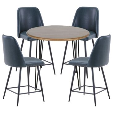 Waltham Brennan and Maddox 5-Piece Counter Dining Set in Black and Golden Brown, , large