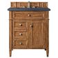 James Martin Vanities Brittany 30" Single Bathroom Vanity in Saddle Brown with 3 cm Charcoal Soapstone Quartz Top and Rectangular Sink, , large