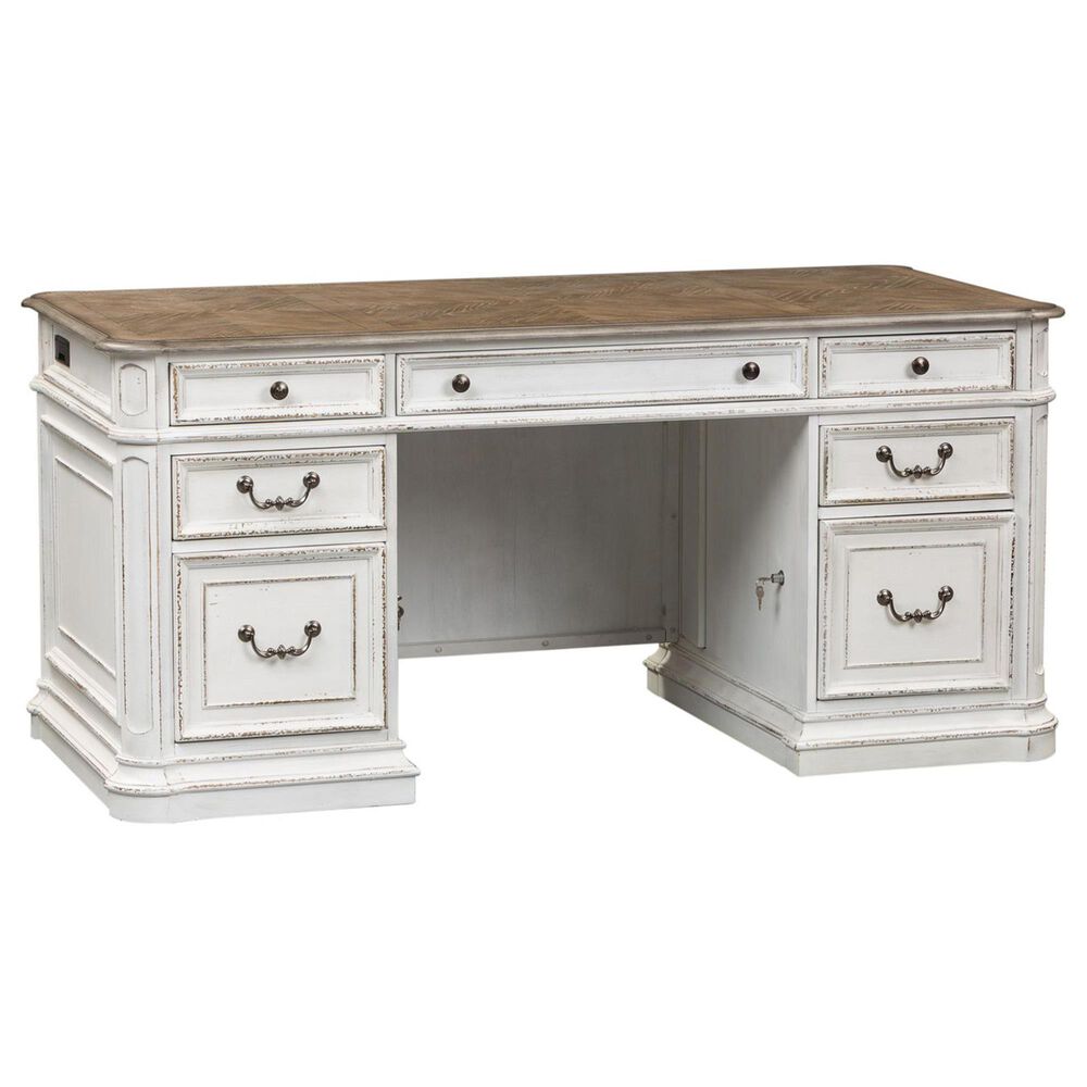 Belle Furnishings Junior Executive Desk in Antique White and Bark, , large