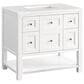 James Martin Vanities Breckenridge 36" Single Bathroom Vanity in Bright White with 3 cm White Zeus Quartz Top and Rectangular Sink, , large