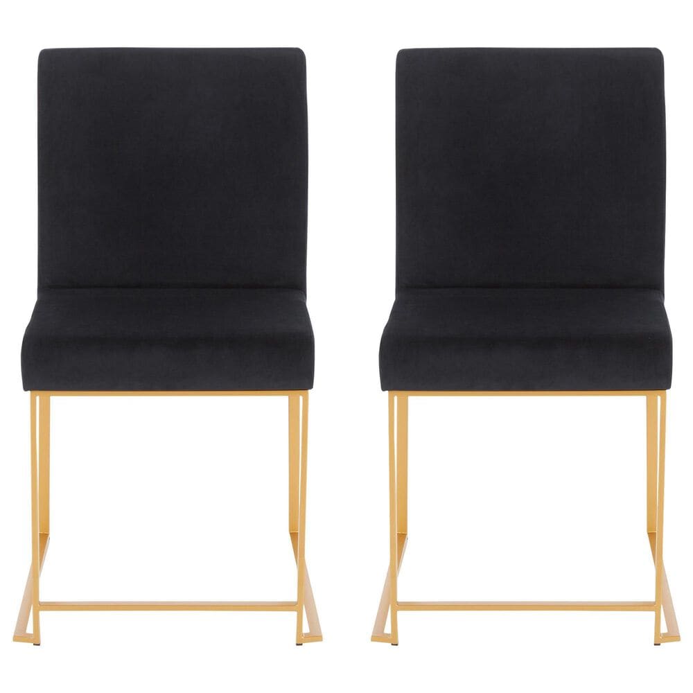 LumiSource Fuji Side Chair with Black Velvet Cushion in Gold (Set of 2), , large