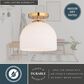 Vaxcel Shelby 1-Light Semi Flush Mount with Frosted White Opal Glass Shade in Natural Brass, , large