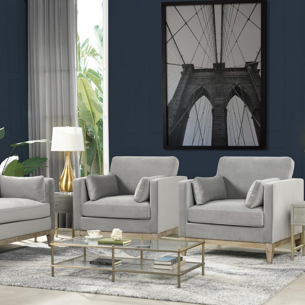 Jennifer Taylor Home Knox Arm Chair in Opal Grey Velvet, , large