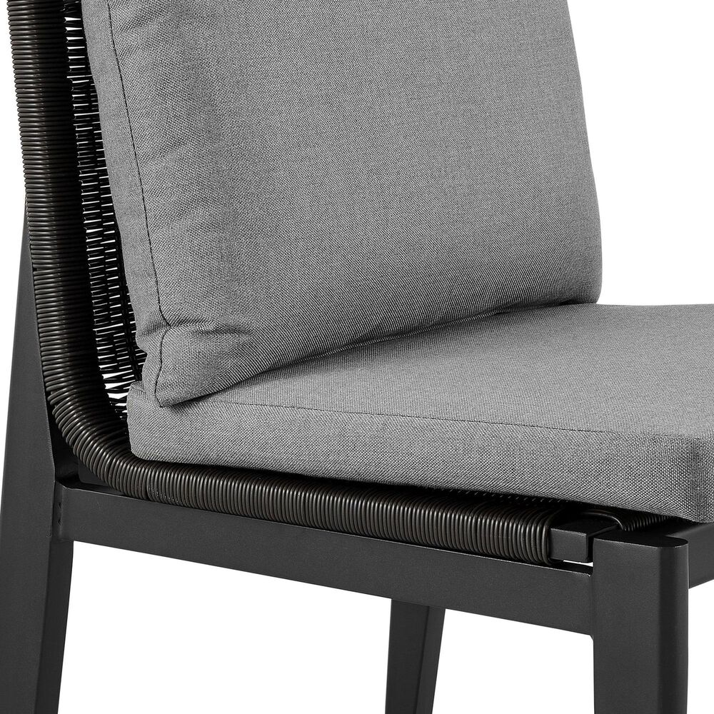 Blue River Cayman Outdoor Dining Side Chair with Dark Grey Cushion in Black (Set of 2), , large