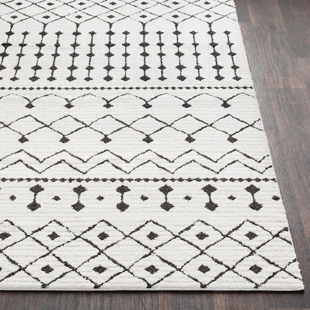 Surya Moroccan Shag 2&#39;7&quot; x 7&#39;3&quot; Black and White Runner, , large