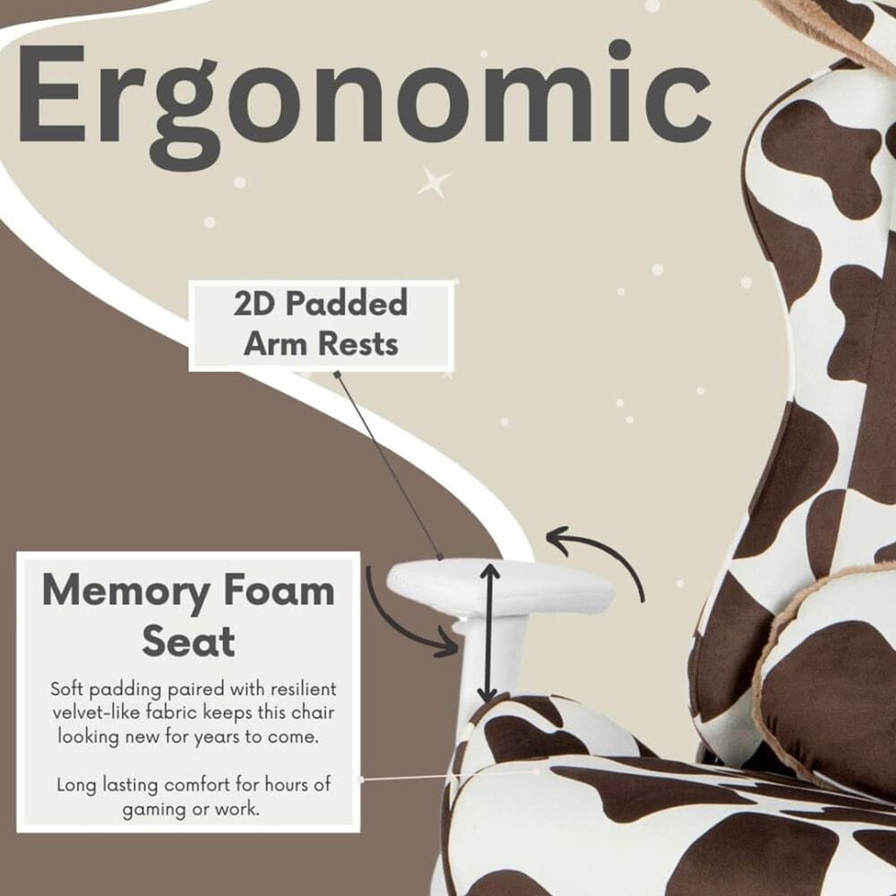 Rta Products Llc Cow Gaming Chair in Chocolate and White, , large