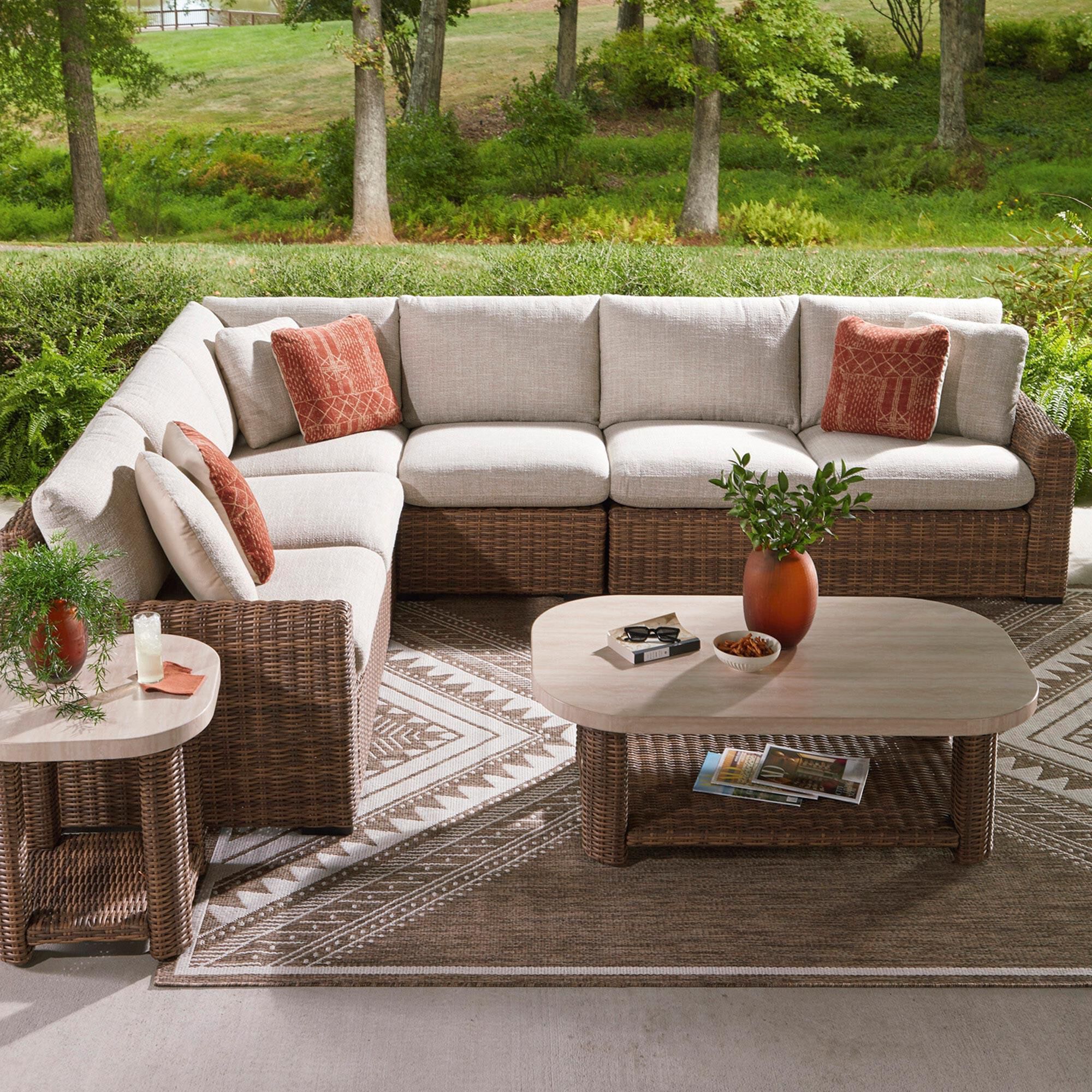Ashley Dolan Creek 4-Piece Outdoor Sectional in Beige