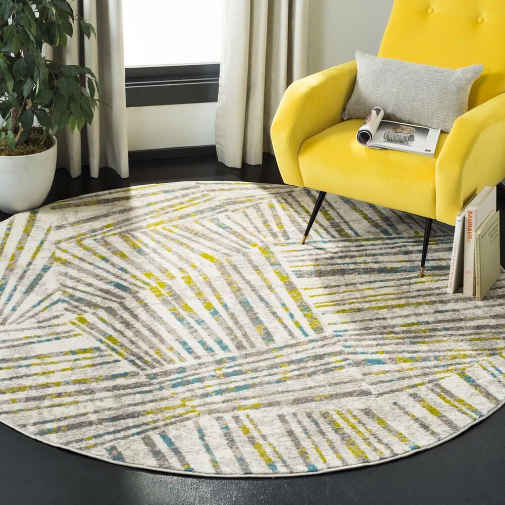 Safavieh Skyler SKY191G 6&#39;7&quot; Round Grey and Green Area Rug, , large