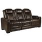 Frankfurt Furniture Leather Power Reclining Sofa with Power Headrest in Brown, , large