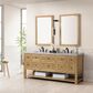 James Martin Vanities Breckenridge 72" Double Bathroom Vanity in Light Natural Oak with 3 cm Carrara White Marble Top and Rectangular Sinks, , large