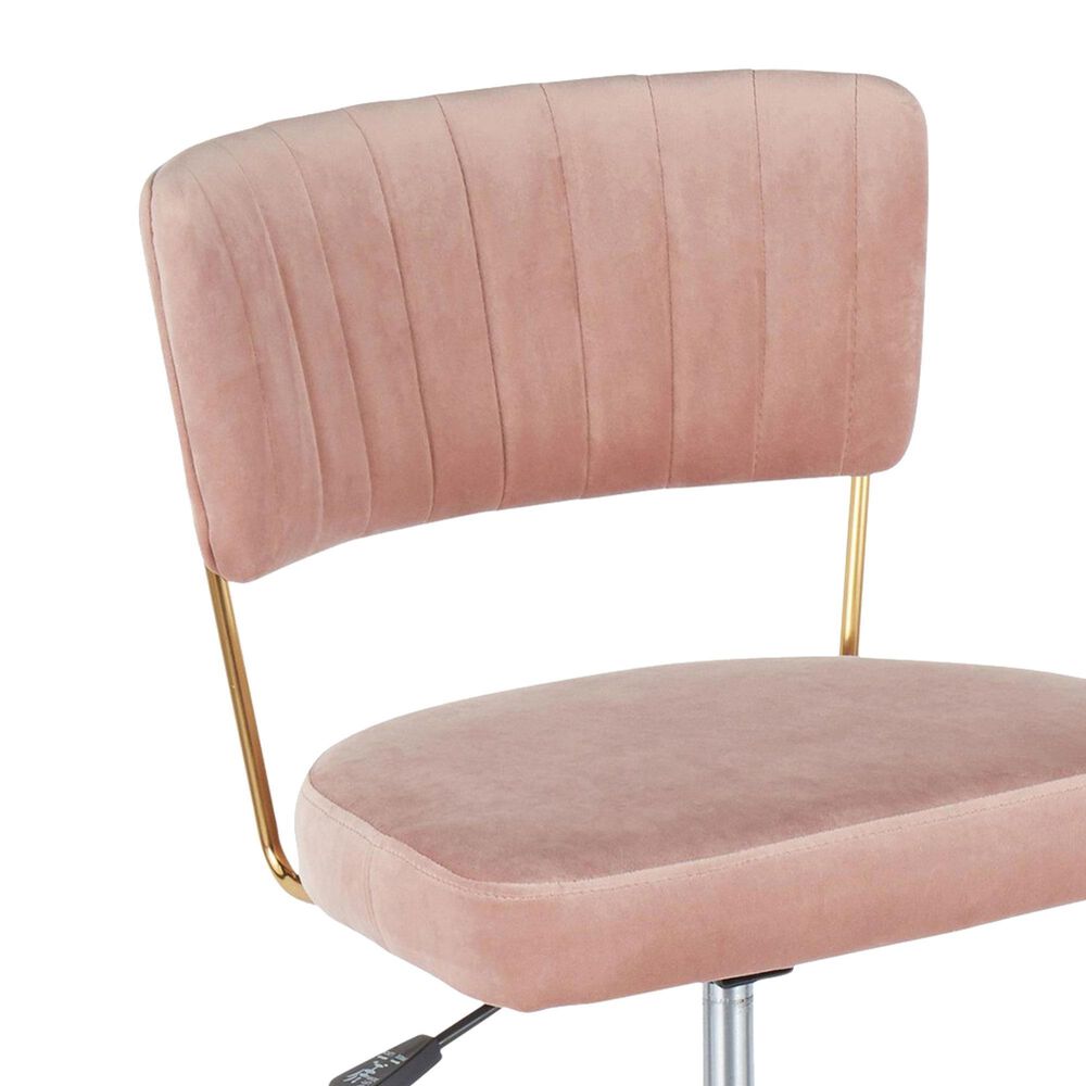 Lumisource Tania Task Chair with Pink Velvet Cushion in Gold, , large