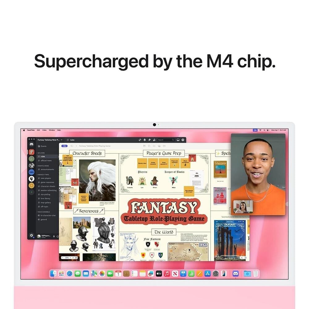 Apple 24-Inch iMac All-in-One Desktop - Apple M4 chip - 10-core CPU - 16GB RAM - 10-core GPU - 256GB SSD in Pink with 3-Year AppleCare+, , large
